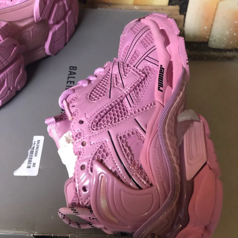 Balenciaga Runner Track Trainer Sneaker Low-Top Women Size 6 Light Pink Black - Picture 11 of 11